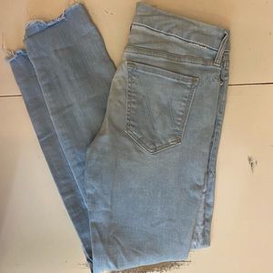 Mother Jeans- Light Blue Looker Ankle Fray, 26